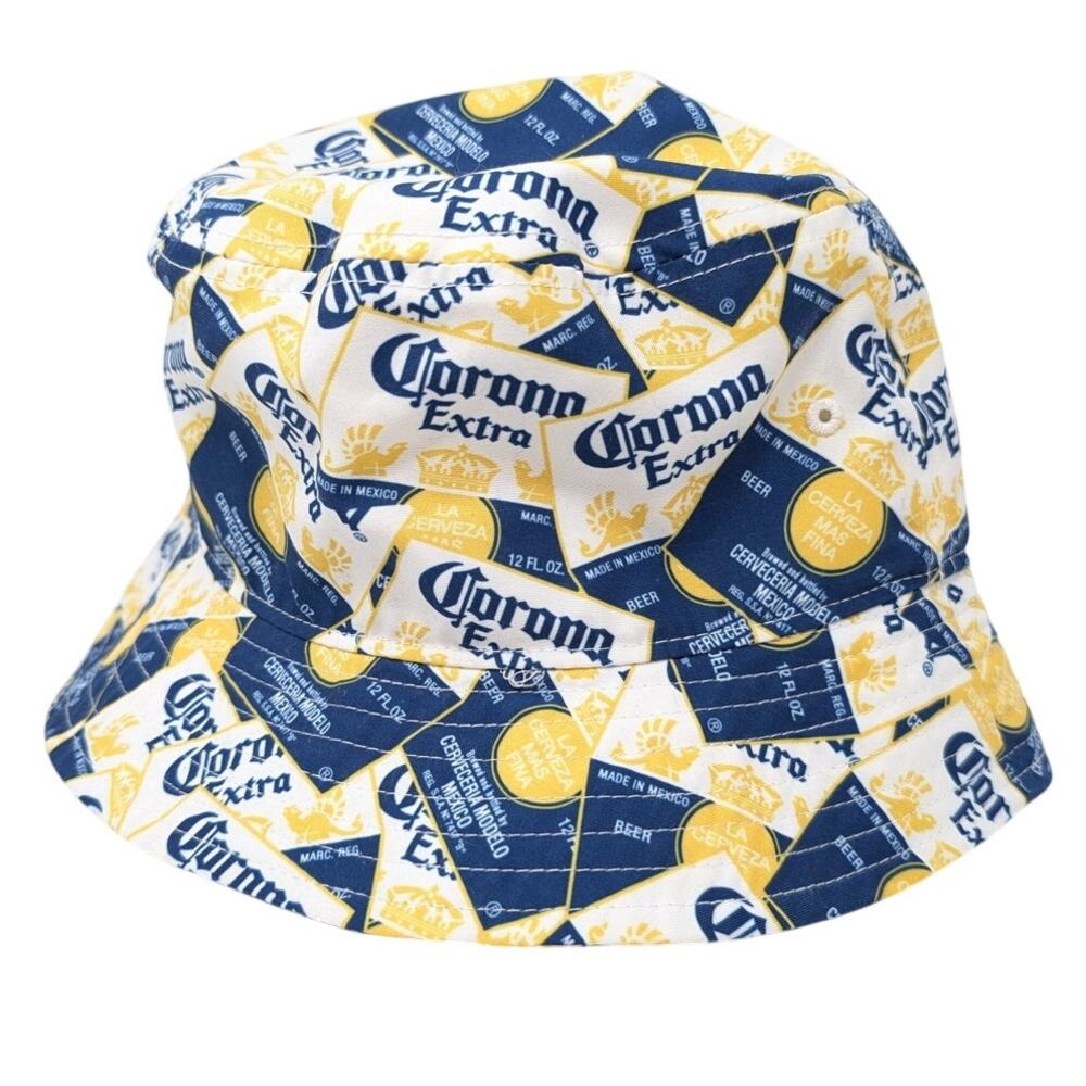 Corona Extra Beer Bucket Hat Beach Cap Blue Yellow Graphic Print One Size Rugged
